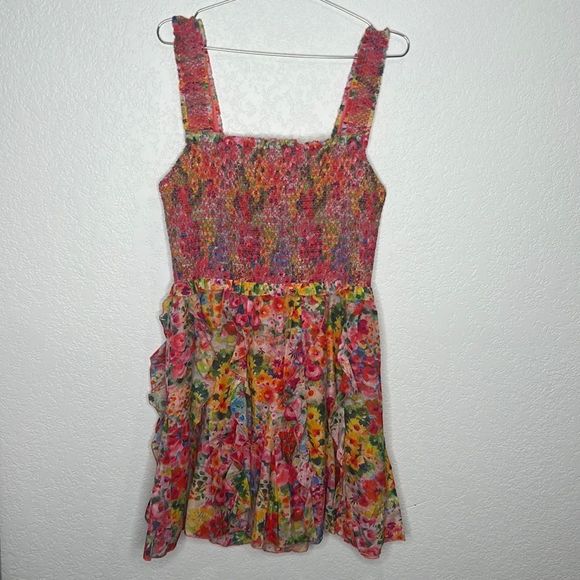 NWT Alice + Olivia Jocelyn Smocked Mini Dress Size 12 - Picture 2 of 16